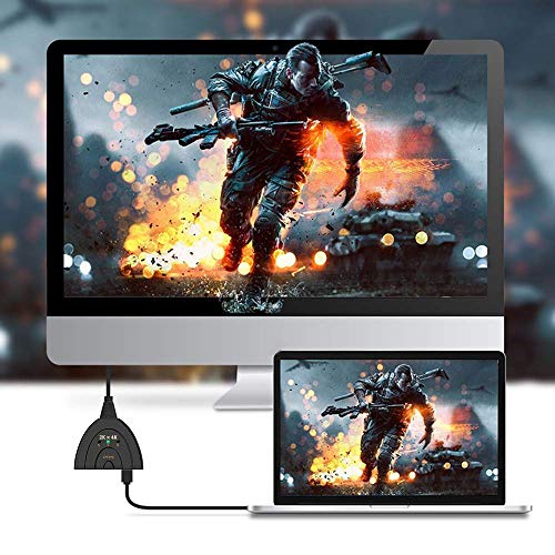 HDMI Switch, Adaptermvp Gold Plated 3-Port HDMI Switcher,Splitter,Supports Full HD 4K 1080P 3D Player, HD TV,LCD,PC,Projector,Auto Switch to Any HDMI Input Device by Press The Button