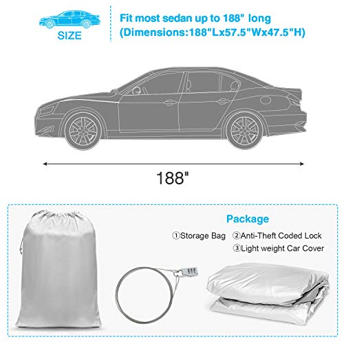 KAKIT SUV Cover Waterproof All Weather 5 Layers Windproof Dustproof UV Protection Universal Fit Full Car Cover with Door Zipper for SUV Up to 188"