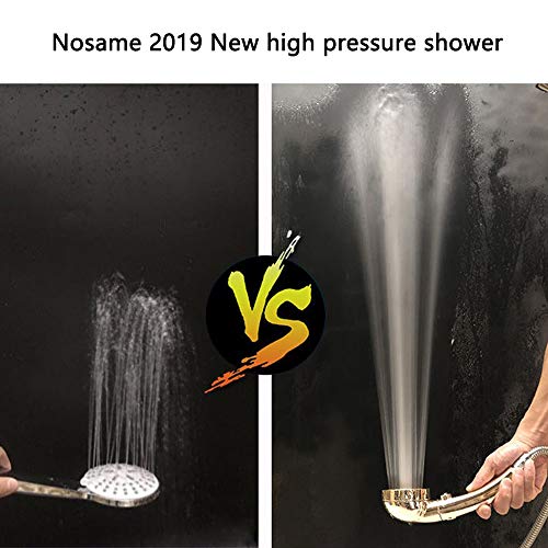 Nosame Shower with Hose Holder,High Pressure Handheld Shower Head with ON/Off Pause Switch 3-Settings Water Saving Showerhead, Chrome Finish Bathroom Shower Accessories - Thumbnail 3