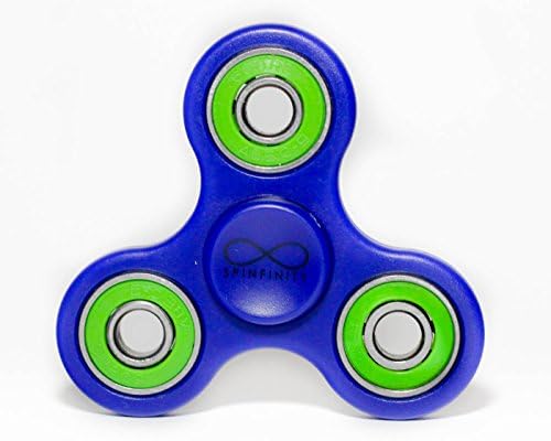 Spinfinity Advanced Hand Spinner w/ Hybrid Ceramic Bearing (not 3D printed) - Good for Concentration, Stress Relief, ADHD, Autism, Anxiety, and Fidgeting (Blue with Print)