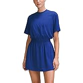 MEIVSO Womens T Shirt Athletic Dress Cinched Waist Summer Tennis Casual Mini Dresses with Pockets