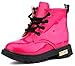 LONSOEN Boys Girls Waterproof Lace/Zip Up Kids Boots,KDB002 Hotpink CN27