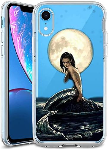 Moonlight Mermaid Clear Phone Case Compatible iPhone XR Customized Design by MERVELLE TPU Clear Shock-Proof Protective Case [Ultra Slim, Anti-Slippery]