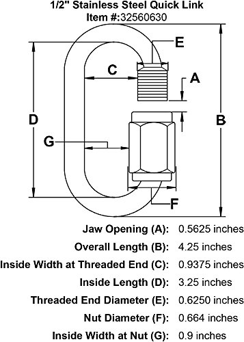 Pro Lift 3527 1/2" Stainless Steel Quick Link