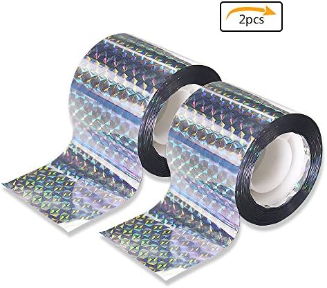 Purture 2 PCS 150 FT Bird Scare Tape, Holographic Repellent Design, Double Sided Bird Deterrent, Perfect to Repels Birds Light and Noise, Protects Your Crops and Fruits,4.8 CM
