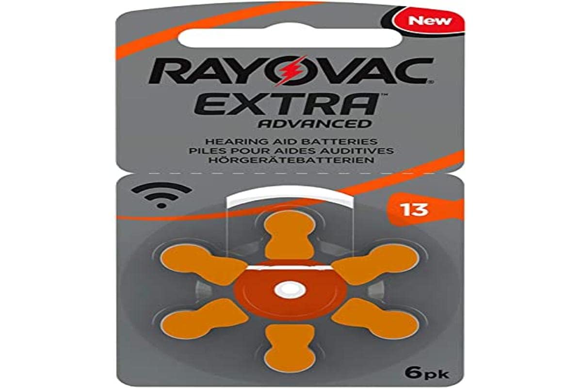 Rayovac Extra Advanced Hearing Aid Batteries, Size 13, Orange Tab, PR48, Pack of 60 - Free Frustration Packaging