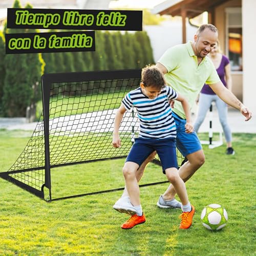 MIAOKE - Portería de Fútbol para Patio Trasero, 2 Porterías de Fútbol Portátiles de 4 x 3 Pies, Equipo de Entrenamiento con Pelota, 10 Conos, Bolsa de Transporte