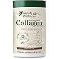 Great Lakes Wellness Collagen Peptides Powder for Skin, Hair, Nails, Joints & Digestion - Chocolate Flavored - Quick Dissolve Hydrolyzed, Non-GMO, Kosher - 10 oz