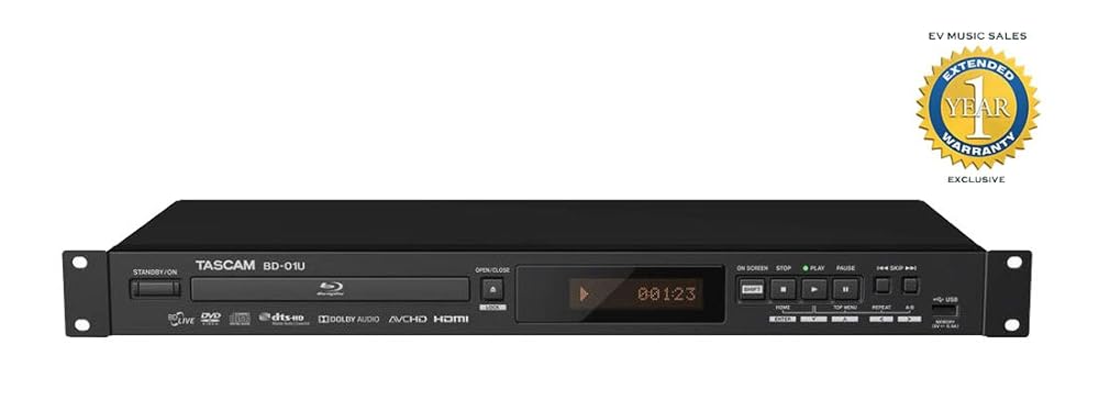 Tascam BD-01U Rackmount Blu-Ray Player with 1 Year Free Extended Warranty