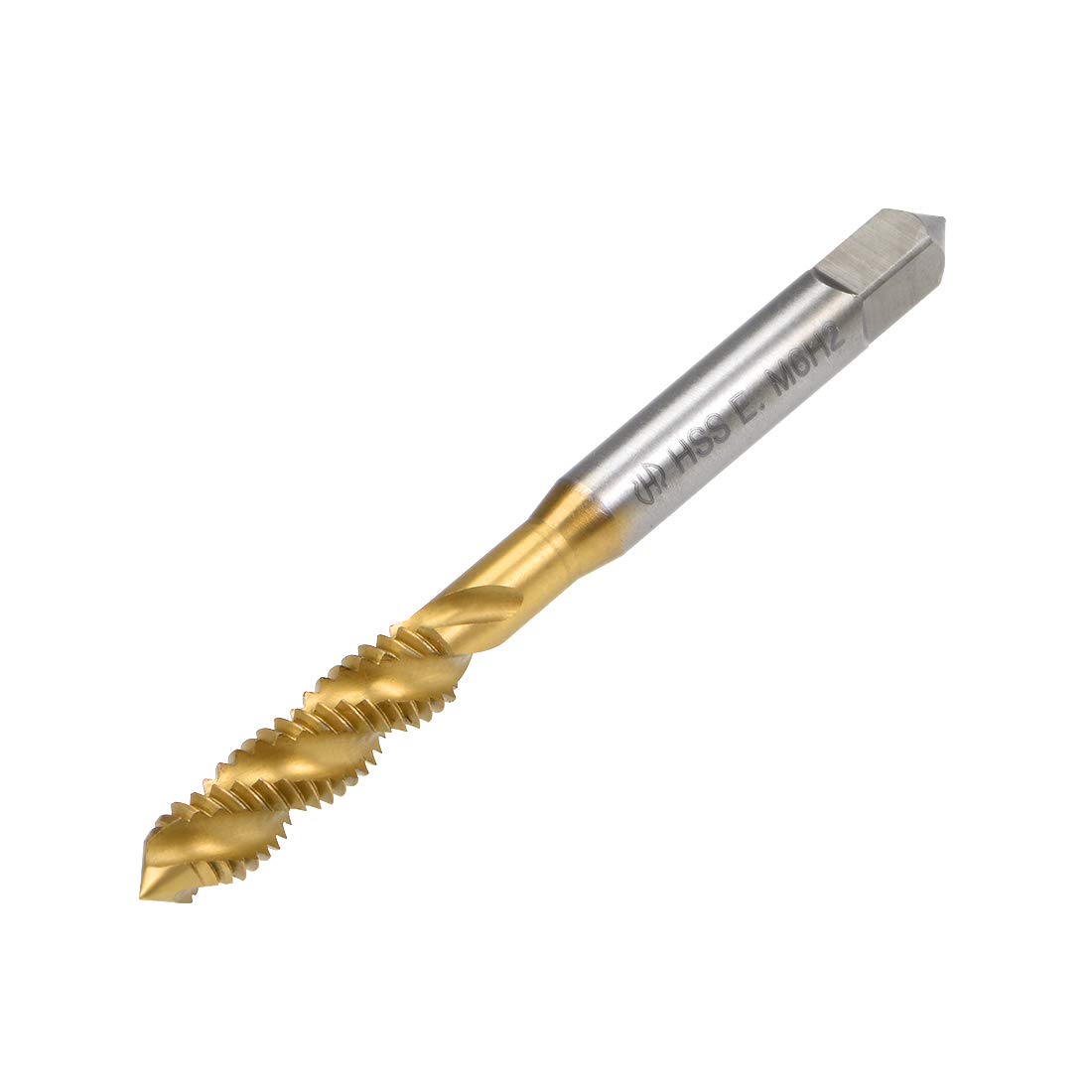 sourcing map Spiral Flute Tap M6 Thread H2 Tolerance M35 Cobalt Titanium Plating HSS