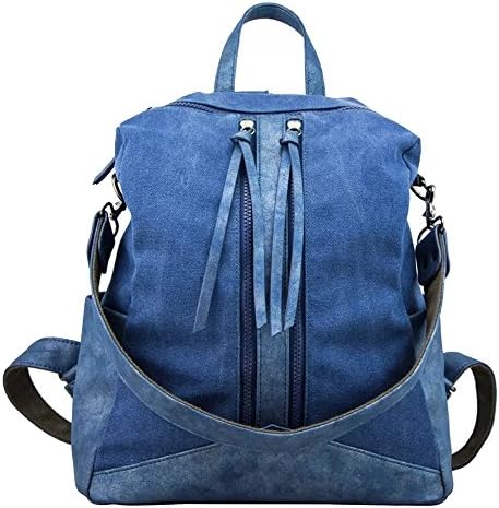 HLBag Women's Gilrs PU Leather Backpack Rucksack Canvas Travel Shoulder Bag Purse (Blue)