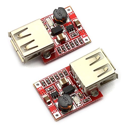 Dzs elec 2pcs mini dc 3v to 5v 1a usb output step-up charging mod…