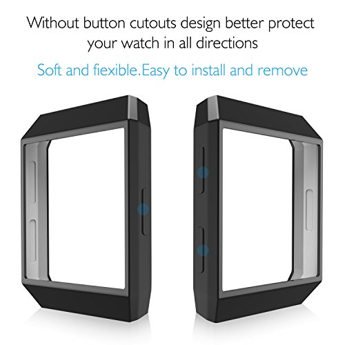 For Fitbit Ionic Case, AISITIN Soft TPU Protector for Fitbit Ionic Accessories Rugged Protective Frame Shockproof electroplating protector Cover Shell For Ionic Smart Watch(black)