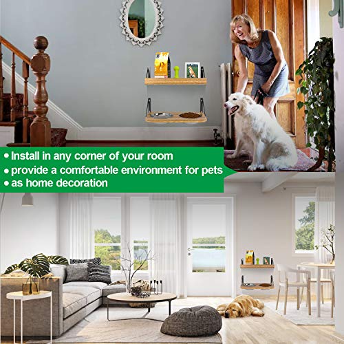 No/Brand BUYBAR Adjustable Raised Dog Bowls for Large Dogs Food and Water Height Wall Mounted Floating with Stand Shelf 2 Stainless Steel Elevated Pet Comfort Cat Feeding Bowl