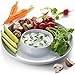 KooK Ceramic Chip & Dip Platter, Large Serving Dish, Round Tray for Snacks and Appetizers, with Bowl for Guacamole, Hummus, Dishwasher Safe, 13 inch, White
