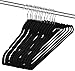 ZOYER Black Velvet Hangers 50 Pack, Slim & Non Slip Felt Hangers for Clothes, Heavy Duty Flocked Space Saving Bulk Hangers for Skirts, Coat, 360 Degree Rotate-able Swivel Hook Pant Hangers