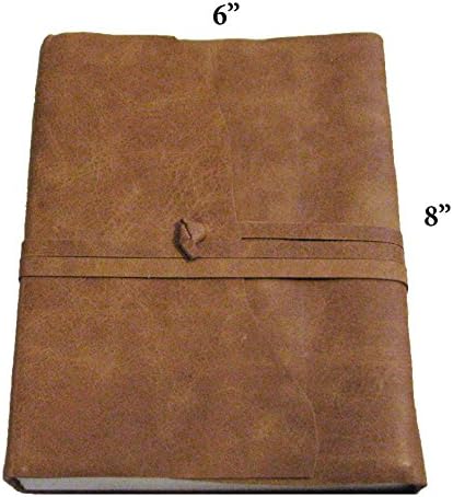 Light Brown Real Leather 6"x8" Journal With Wrap Around Strap by Mountain Top Trade