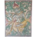Antique Artisan Vintage Fluting Krishna under Wish Fullfilling Tree, Wall Hanging Panel