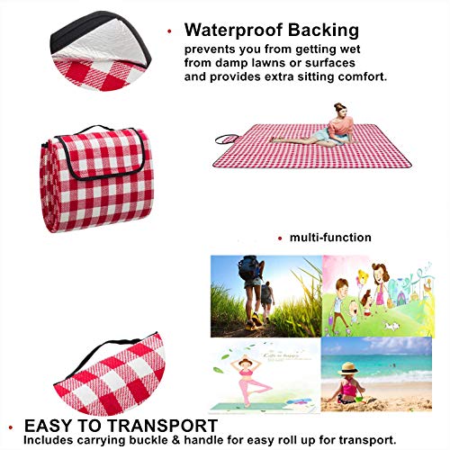 Outdoor & Picnic Foldable Extra Large Blanket with Waterproof Backing 90" X 80"