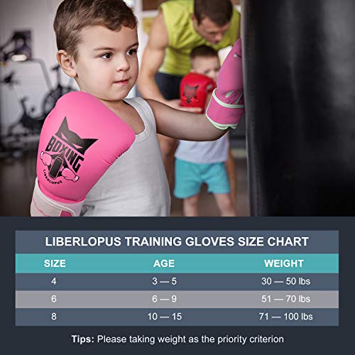 Liberlupus Kids Boxing Gloves, Training Boxing Gloves for Kids Age 3-15, Protective Youth Boxing Gloves with Multiple Color & Size (Pink, 6 oz) - Thumbnail 6
