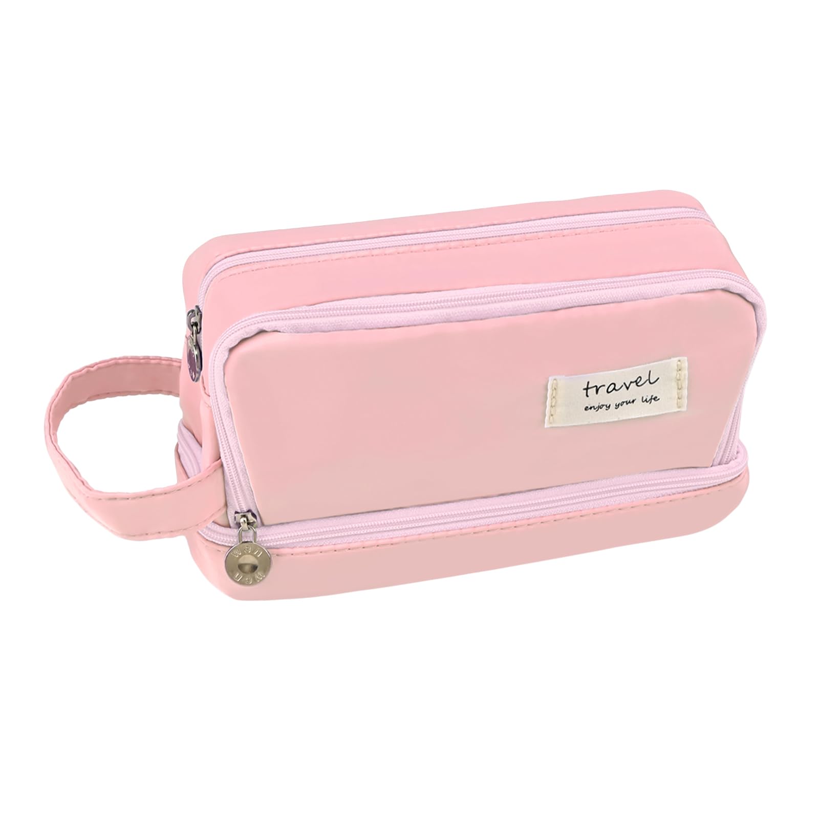 BAYTORY Large Capacity Pencil Case, Aesthetic Pencil Pouch for Girls Boys with 3 Compartments Pen Bag Stationery Organizer Office Makeup Bag for Adult Women Men (Pink) โ image 1