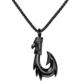 LuxglitterLin Maori Fish Hook Cremation Urn Necklace for Ashes Hawaii Fishing Memorial Pendant Keepsake Gift