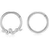 PEAKLINK 16G Septum Jewelry Daith Earrings 316l Surgical Steel Conch Hoop Earrings 2Pcs Seamless Clicker Nose Ring Tragus Helix Rook Piercing Jewelry Cartilage Lobe Hoop Earrings 8mm 10mm