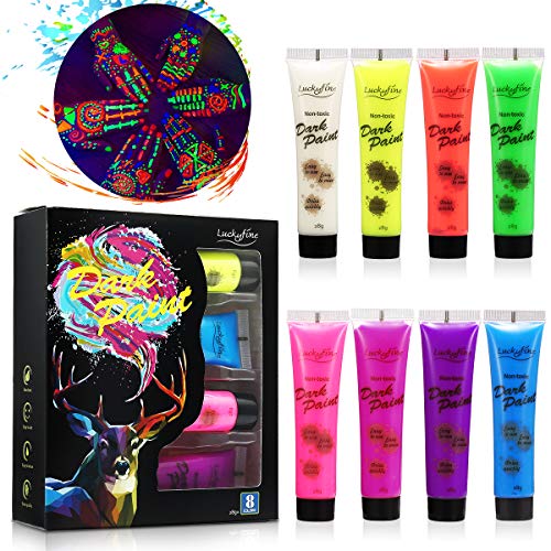 UV Face Paint- 8pcs x 28g UV Face and Body Paint Set, Luminous Body Painting, UV Glow Fluorescent Colors Body Paint Set Neon Liquid Face Paint, Perfect for Carnival, Party, Halloween - Thumbnail 7