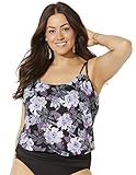 Swimsuits for All Women's Plus Size Loop Strap Blouson Tankini Top