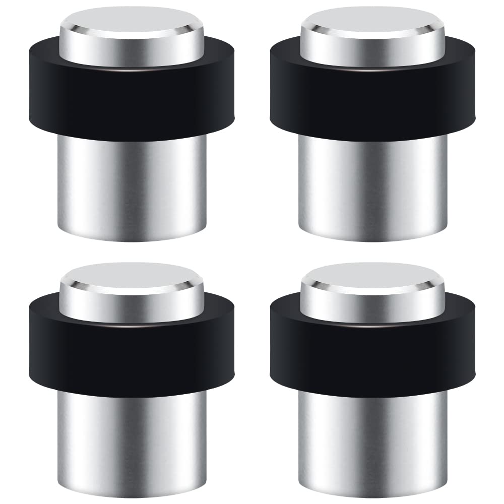 Photo 1 of 4 Pack Door Stop Floor Mount Door Stopper Stainless Steel Rubber Door Stop Height 1.8"