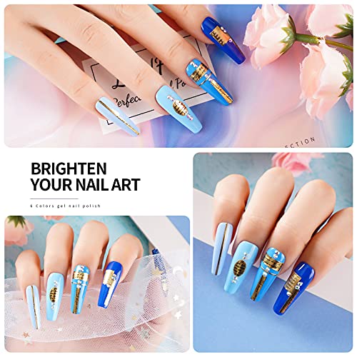 LanFo Blue Gel Nail Polish Set, 6 Colors Gel Nail Polish Light Blue Navy Blue Royal Blue Gel