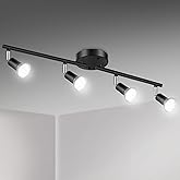 Unicozin LED 4 Light Track Lighting Kit, 24.8'' Black 4 Way Ceiling Spot Lighting, Flexibly Rotatable Head, Track Light Included 4 x LED GU10 Bulb (4W, Daylight White 5000K, 400LM)