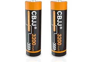CWUU 3.7V 18650 Rechargeable Battery, 3200mAh Battery for Flashlights, Doorbells, Headlamps & More, Button Top, 2 Pack