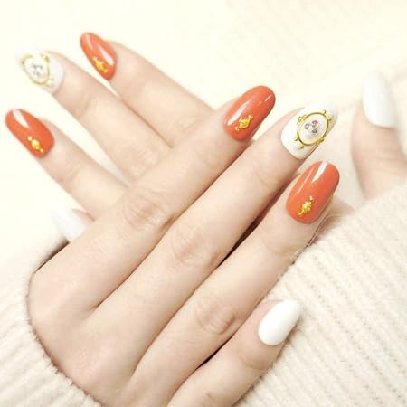 Amazon 偽ネイル偽ネイル女の子夏のファッションキャンディーカラー偽ネイル女性ラウンドヘッドダイヤモンドネイル アートのヒントdiyレディースチャーム偽ネイル M Ournm ネイルチップ 通販