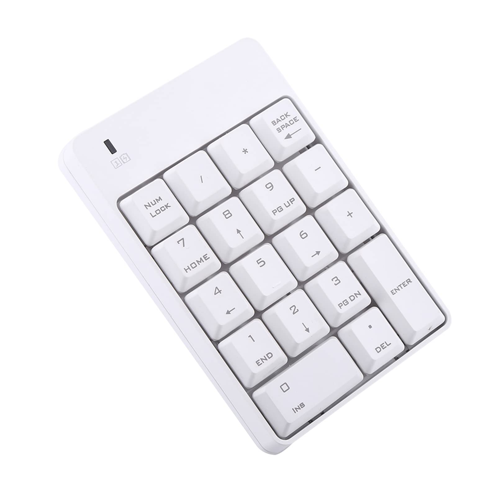 ASHATA Wireless Numeric Keypad,2.4GHz Wireless USB Numeric Keypad Numpad Number 18 Keys Laptop PC New Compatible with Most Computers (White)