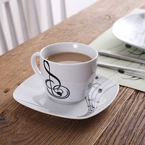 image for VEWEET 'MELODY' 30-Piece Ivory White Musical Note Patterns Dinnerware 