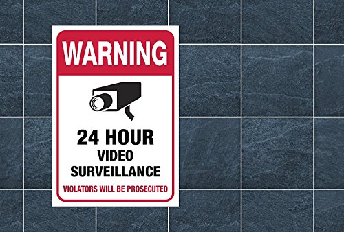 (6 Pack)24 Hour Video Surveillance Sign 4x6",CCTV Security Premium Self Adhesive Vinyl, Home Business Camera Alarm System Stickers, Indoor & Outdoor, UV Protected & Waterproof Use by Aboonlys - Thumbnail 6
