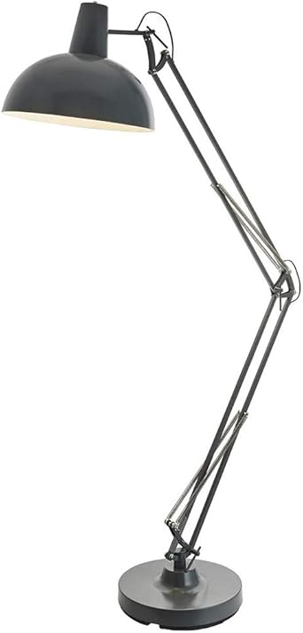 Adjustable Swing Arm Floor Lamp Pixar Luxo Style Slate Grey Satin White 1 7m Tall Free Standing Living Room Hall Modern Moving Hinged Feature Light Fitting E27 Edison Screw Bulb 60w Max Amazon Co Uk