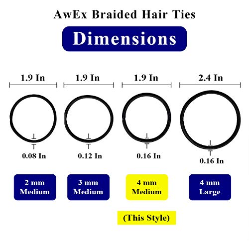 AwEx Strong Black Ponytail Holders,50 PCS,4 mm Regular Loop Hair Bands,No Metal Hair Elastics,No Pull Hair Ties