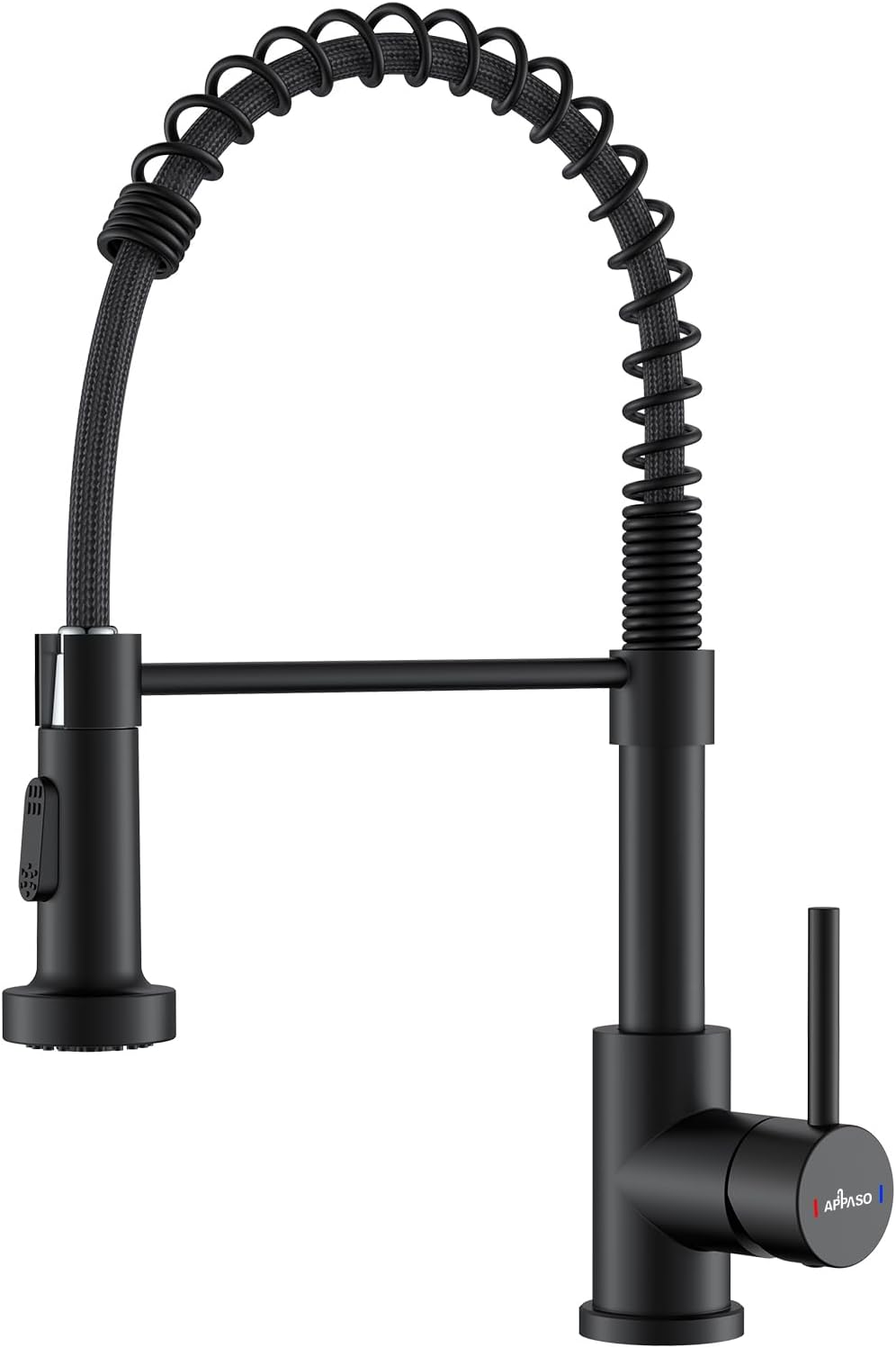 APPASO Kitchen Tap Black 2 Spray Modes Pull Out Spray 360° Stainless Steel