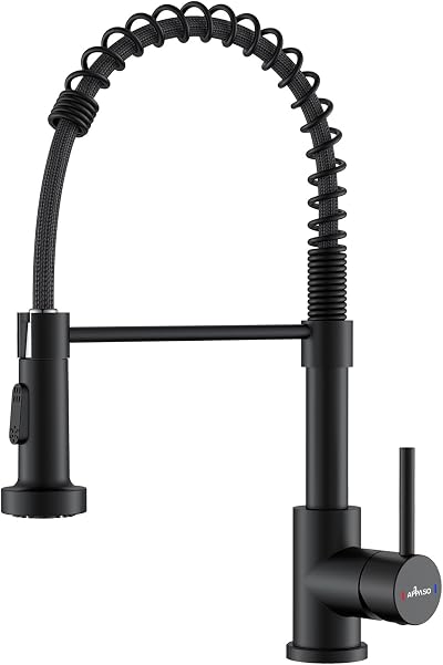 APPASO Kitchen Tap Black 2 Spray Modes Pull Out Spray 360° Stainless Steel