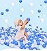 Langxun Pack of 400 Pcs Pit Balls with Durable Storage Mesh Bag - Blue and White Free BPA Free Crush Proof Plastic Ball - Ideal Birthday Gifts, Christmas Gifts for Kids (200 PCS WHITE & 200 PCS BLUE)