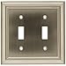 BRAINERD 64208 Architectural Double Toggle Switch Wall Plate / Switch Plate / Cover satin nickel