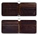 Men's Leather Slim Spring Money Clip Wallet Front Pocket Credit Card Case Holder (Dark brown)
