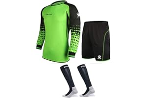 KELME Soccer Goalie Jersey Padded Uniform Kit - Goalkeeper Jersey, Shorts, Socks - Mens Football Padded Shirt Kids/Adult size