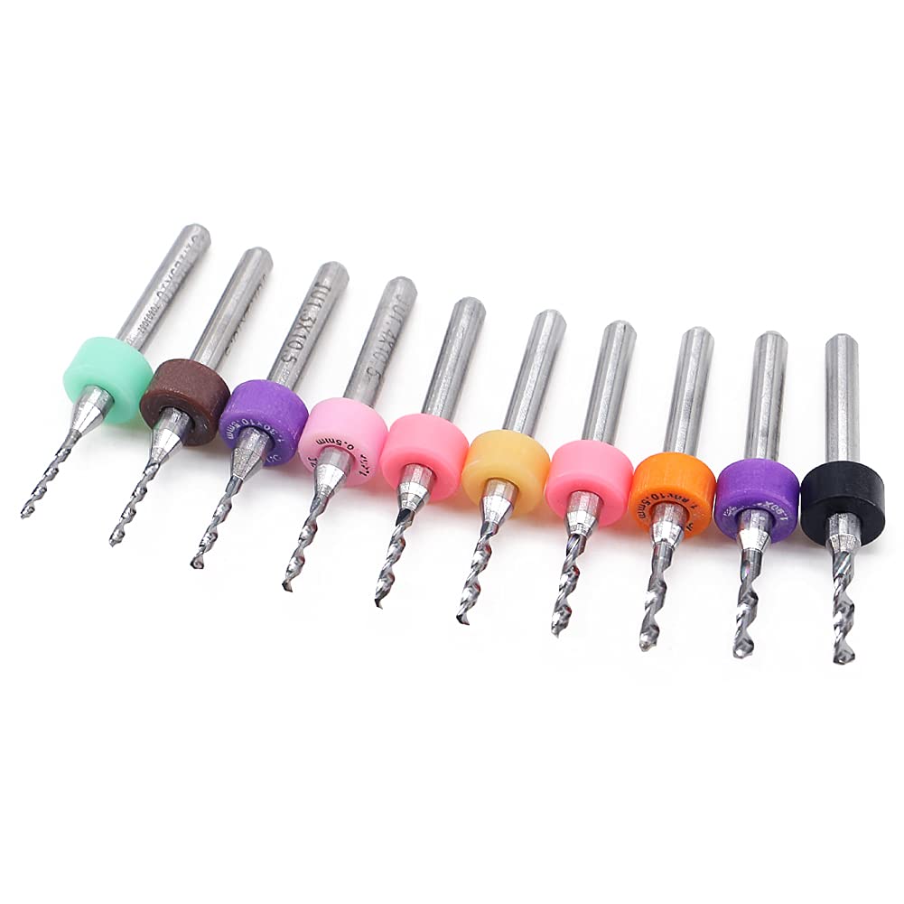 Paor 10 Pcs PCB Print Circuit Board Carbide Micro Drill Bits 1.1mm to 2.0 mm