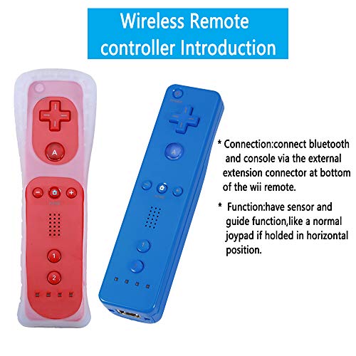 Lactivx Wii Remote Controller,2 Packs Wireless Gesture Controller with Silicone Case and Wrist Strap for Nintendo Wii Wii U Console (Red and Deep Blue)