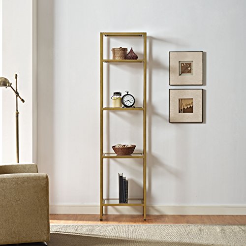 Crosley Furniture Aimee Narrow Etagere Bookcase Gold and Glass