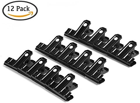Ilyever 12 Pack 53mm Large Metal Binder Clips Hinge Paper Bulldog Clips For Home Office,Black