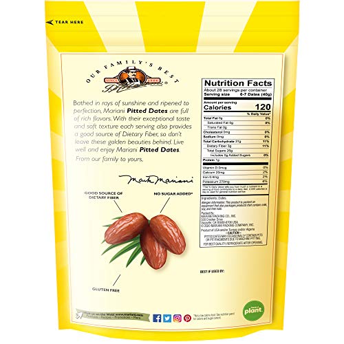 Mariani Pitted Dates 40oz (Pack of 1) Exceptional Taste and Soft Texture, No Sugar Added